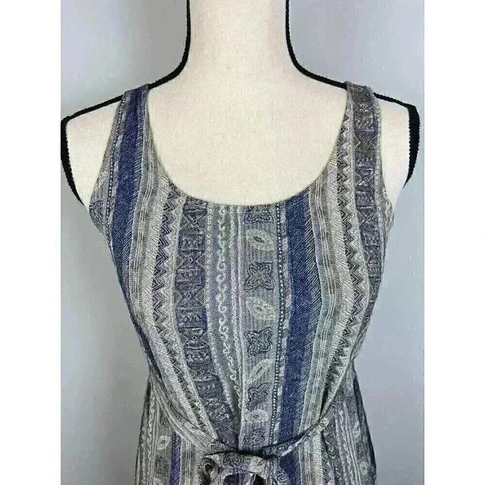 Vtg 90's Y2K Karizma Maxi Dress Abstract Print Tie Sleeveless Art Women's M - Picture 2 of 12